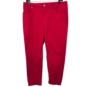 Chicos Slim Leg Crop Pant Womens Size 1.5 US 10 Stretch Mid Rise Cherry Red